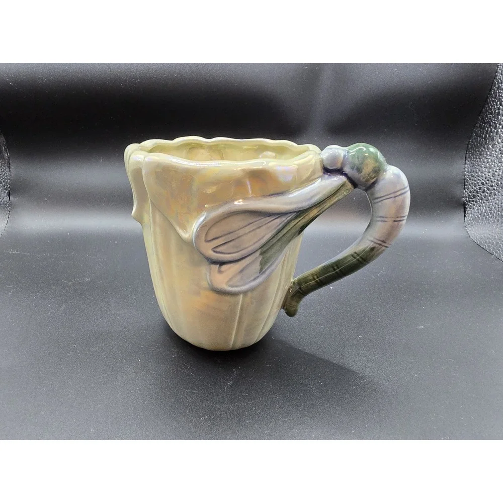 Fitz and Floyd Iridescent Cup With Dragonfly‎ Handle